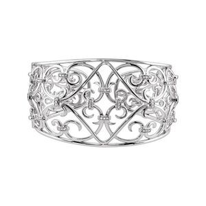 Sterling Silver Diamond Open Scroll Cuff Bracelet